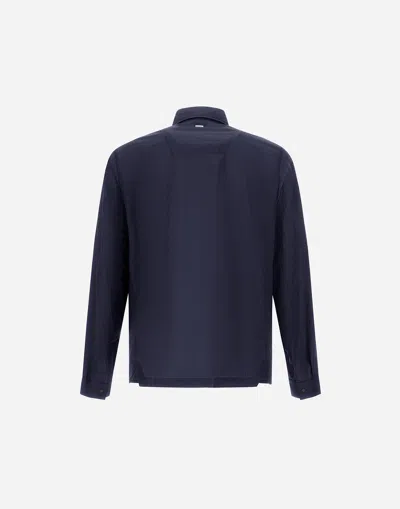 Herno Shacket In Micro Ripstop Nylon In Blue