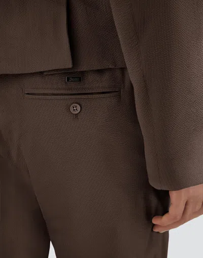 Herno Seer-crease Trousers In Brown