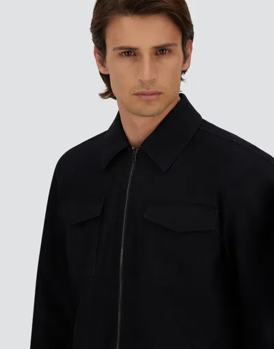 Herno Shacket In 3 Layers Denim Effect In Blue