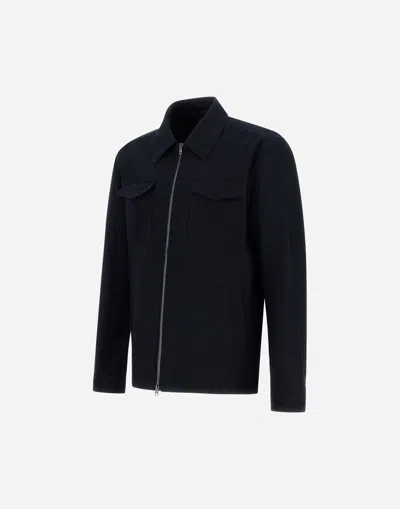 Herno Shacket In 3 Layers Denim Effect In Blue