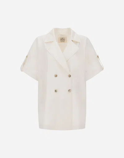 Herno Double Breasted Coat In White