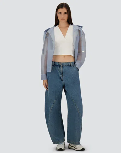 Herno Jacket In See-through Mesh In Blue