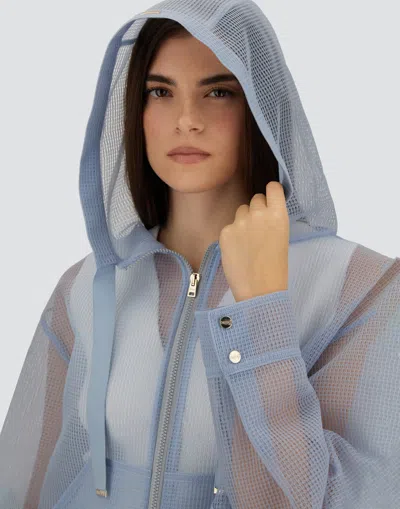 Herno Jacket In See-through Mesh In Blue
