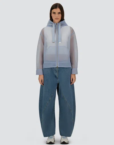 Herno Jacket In See-through Mesh In Blue