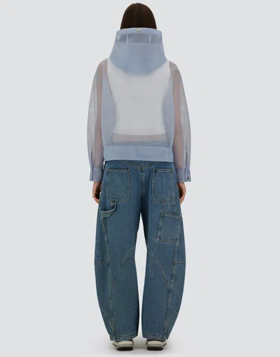 Herno Jacket In See-through Mesh In Blue