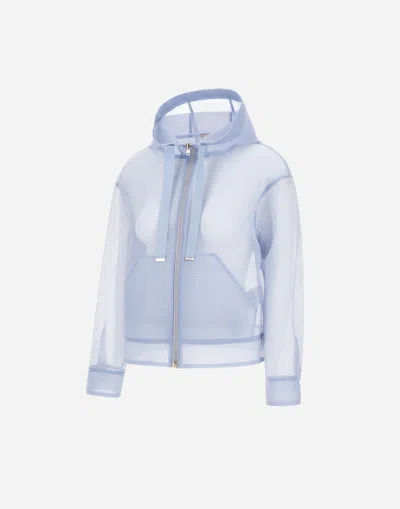 Herno Jacket In See-through Mesh In Blue