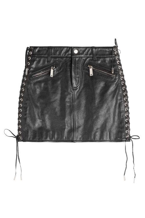 Dsquared2 Lace-up Nappa Leather Mini Skirt In Black | ModeSens