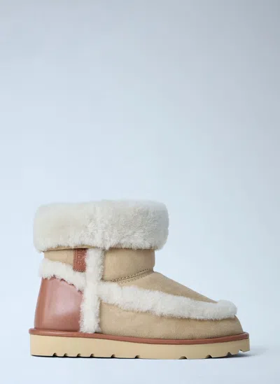 Chloé Dolcie Shearling-trimmed Suede Ankle Boots In Neutral