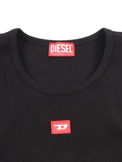 Diesel Top Smanicato Con Patch In Black