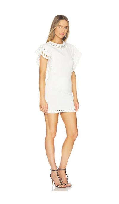 Isabel Marant Étoile Orlane Eyelet Ruffle-sleeve Mini T-shirt Dress In White