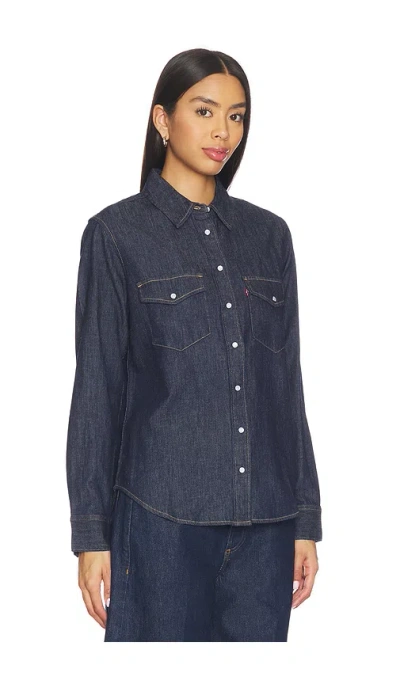 Levi's Iconic Western Denim Snap-up Shirt In Blue