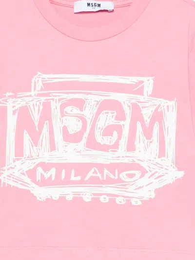 Msgm Logo T-shirt In Pink