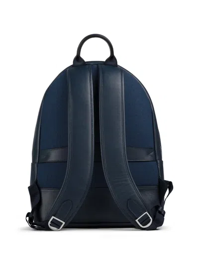 Doucal's Leather Zip Backpack In Blue