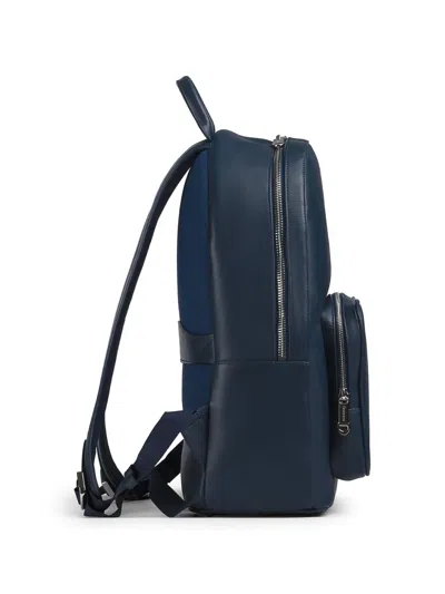 Doucal's Leather Zip Backpack In Blue