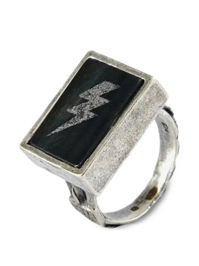 Gem Kingdom Hawkeye Lightning Pattern Ring In Silver