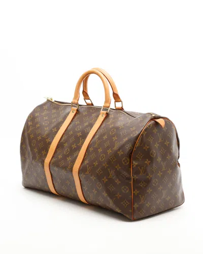 Pre-owned Louis Vuitton Monogram Keepall 50 Weekend Bag In Brown