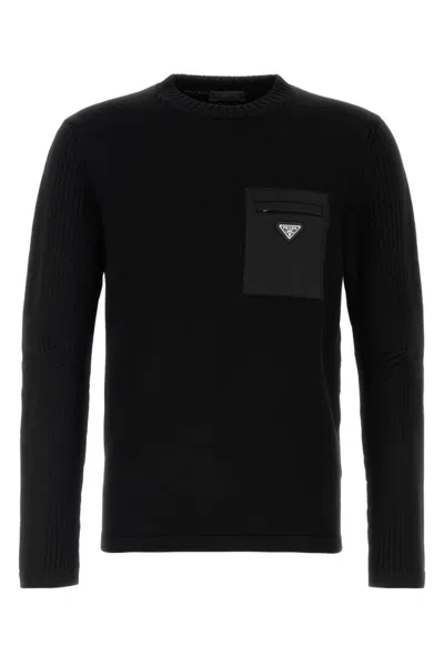Prada Black Wool Sweater In Black