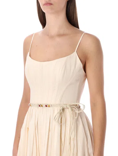 Zimmermann Wanderlust Corset Midi Dress Cream In Orange