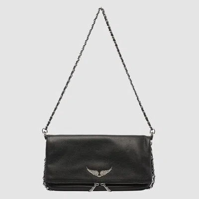 Zadig & Voltaire Black Leather Rock Shoulder Bag In Black