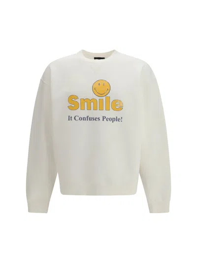 Dsquared2 Men White Crew Neck Sweater With Print On The Front In Cotton Man In White