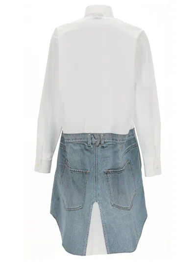 Moschino Bedrucktes Kleid Aus Stretch-baumwollpopeline In White