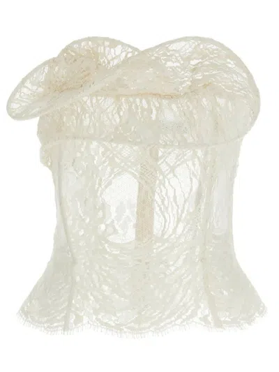 Magda Butrym Cotton-blend Lace Top In White