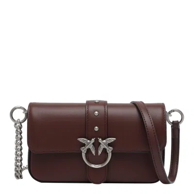 Pinko Love One Leather Cross Body Bag In Brown