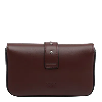 Pinko Love One Leather Cross Body Bag In Brown