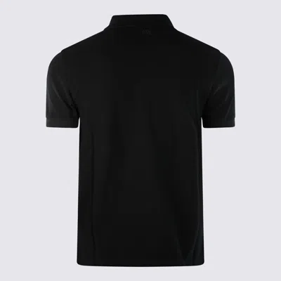 Ami Alexandre Mattiussi Ami Paris Men Black Polo Shirt With Adc Embroidery At The Front In Cotton Man In Black