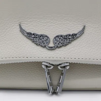 Zadig & Voltaire White Rock Grained Leather Shoulder Bag In Neutral