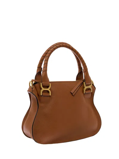Chloé Woman S Mercie Brown Leather Handbag With Logo In Brown