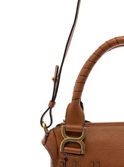 Chloé Woman S Mercie Brown Leather Handbag With Logo In Brown