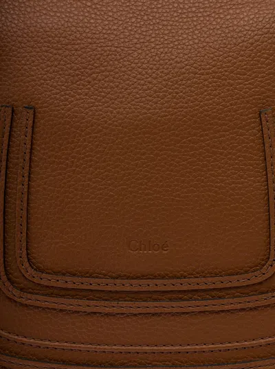 Chloé Woman S Mercie Brown Leather Handbag With Logo In Brown