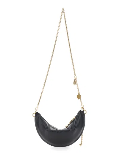 Chloé Women Black Shoulder Bag With Chain Shoulder Strap And Half Moon Design In Leather Woman In Black