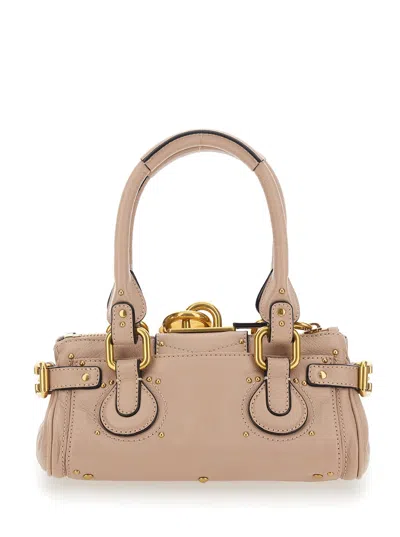 Chloé Paddington Pink Handbag With Two Top Handles And Padlock On The Front In Leather Woman In Neutral