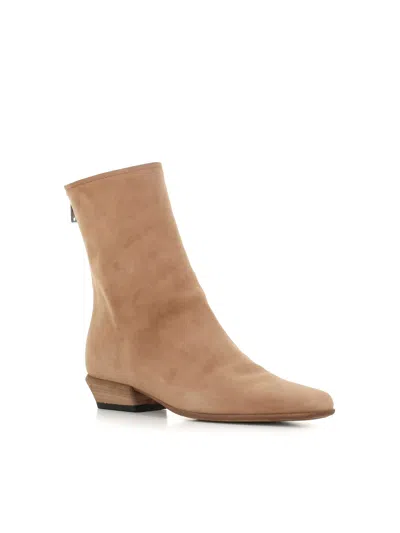 Pantanetti Zip Suede Boots In Brown