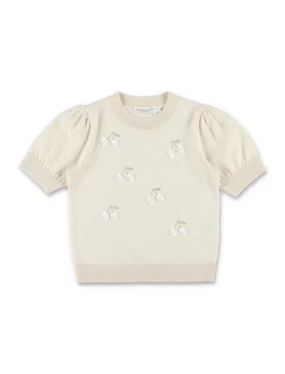 Bonpoint Leola Sequined Wool And Cotton Sweater In Neutral