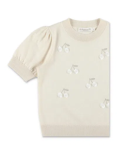 Bonpoint Leola Sequined Wool And Cotton Sweater In Neutral