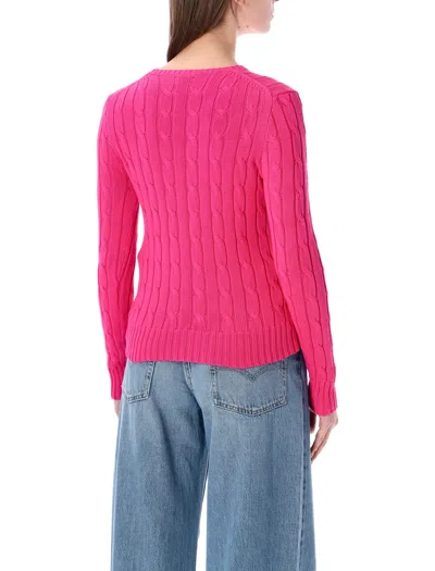 Polo Ralph Lauren Julianna Crew Neck Cable Knit Sweater In Pink