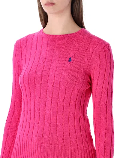 Polo Ralph Lauren Julianna Crew Neck Cable Knit Sweater In Pink
