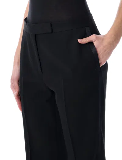 Tom Ford Black Tailored Straight-leg Trousers In Herringbone Wool In Black