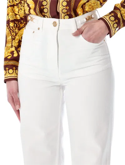 Versace Straight-leg Jeans With Medusa-head In White