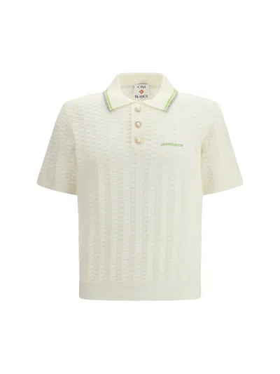 Casablanca Men Ivory Boucle Polo Shirt In White