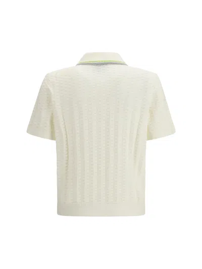 Casablanca Men Ivory Boucle Polo Shirt In White
