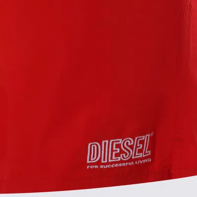 Diesel Logo-detail Swim Shorts In Red