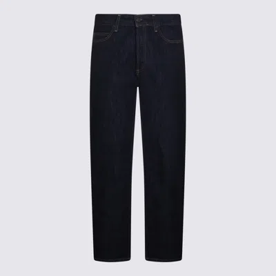 Carhartt Blue Rinsed Cotton Denim Jeans In Blue
