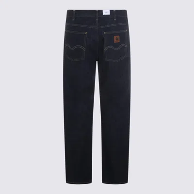 Carhartt Blue Rinsed Cotton Denim Jeans In Blue