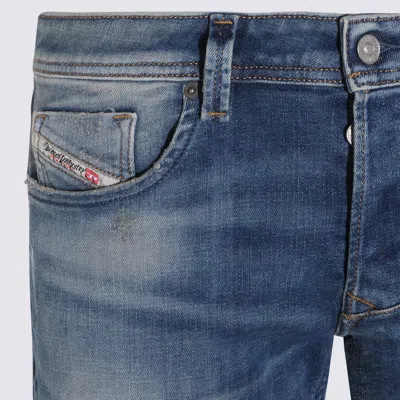 Diesel Mid Blue Cotton Denim Jeans In Blue