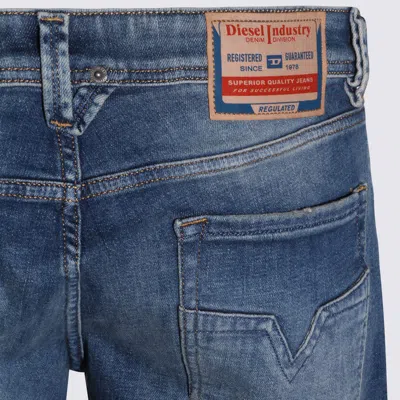 Diesel Mid Blue Cotton Denim Jeans In Blue