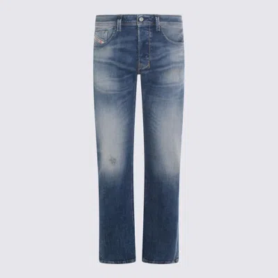 Diesel Mid Blue Cotton Denim Jeans In Blue